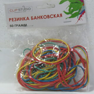 Резинка банковская цветная, набор 50гр., в пакете с подвесом