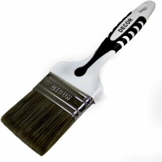 Кисть плоская "BlackWhite для лака" 50х15мм, темная щетина, 2К ручка