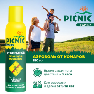 Аэрозоль от комаров Picnic Family 150 см/куб.