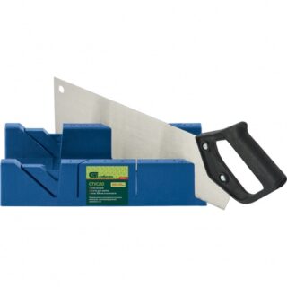 Стусло пластиковое,синее, 4 угла запила + пила, 350 мм// СИБРТЕХ