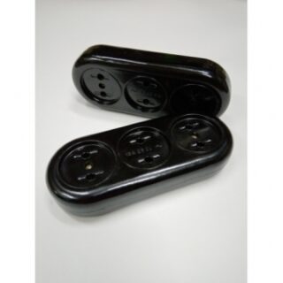 68оз Колодка электрическая 3-х местн. карболит черная (Россия)