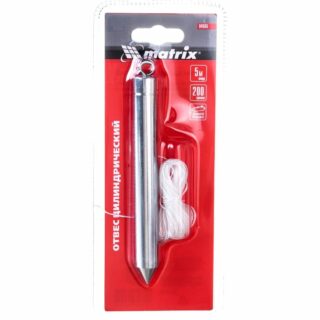 Отвес цилиндрический, 200 г, шнур 5 м // MATRIX