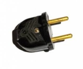 Вилка электрическая карболитовая без заземления (чёрная/белая)