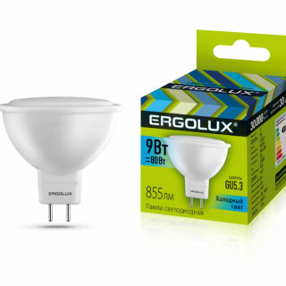 Лампа светодиодная Ergolux LED-JCDR-9W-GU5.3-4K 4500К х/с,д/встроен. светильников