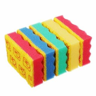 Губки для мытья посуды ВОЛНА 5шт, 9,5х6,5х3,6см с индик.замены