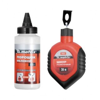 Шнур разметочный в пластмассовом обрезиненном корпусе + порошок красный// MATRIX