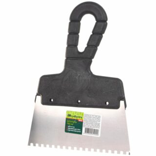 Шпатель из нержавеющей стали, 150 мм, зуб 4х4 мм, пластмассовая