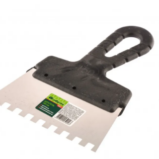 Шпатель из нержавеющей стали, 150 мм, зуб 8х8 мм, пластмассовая ручка // СИБРТЕХ