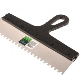 Шпатель из нержавеющей стали, 300 мм, зуб 6х6 мм, пластмассовая