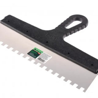 Шпатель из нержавеющей стали, 300 мм, зуб 8х8 мм, пластмассовая ручка // СИБРТЕХ/3-ON