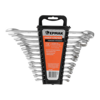 ЕРМАК Набор ключей рожково-накидных, 12 предметов пластик холдер матовые CRV 6 - 22 мм