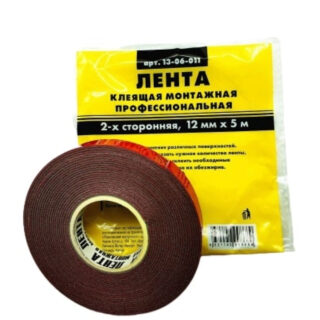 Лента клеящая монтажная 2-х сторонняя, проф 12мм x 5м белая