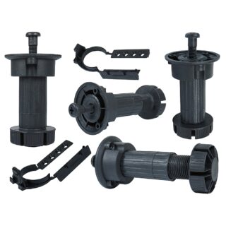 Опора регулируемая, h=100-130мм черная, скоба, винт, планка в сборе