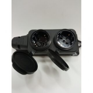 415кч Розетка переносная 2-х местная с з/к, с крышкой, каучук, 16А