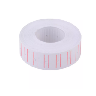 Этикет-лента для пистолета (белая с красной полосой)/1000шт