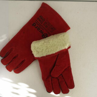 Краги из спилка красного цвета на искусственном меху GWARD TRACK зима