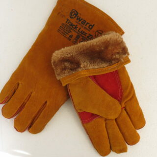 Краги из спилка оранжевого цвета, прошиты кевраловой нитью, утепл мех-мутон GWARD TRACK LUX ЗИМА