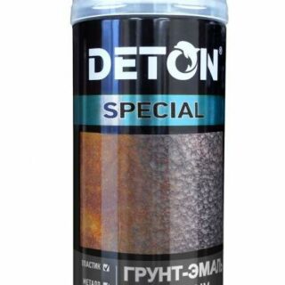 Грунт-эмаль DETON. аэрозоль, молотковая, серебристо-чёрный 520мл