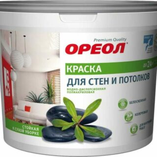 Краска "Ореол" для стен и потолков, белоснежная,3кг