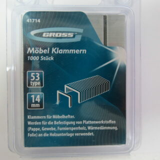 Скобы, 14 мм, для мебельного степлера, усиленные, тип 53//GROSS