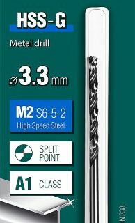 KRAFTOOL Сверло по металлу 3,3мм, индив.упак.