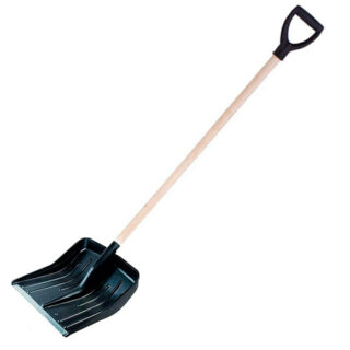 Лопата пласт. ФИНСКАЯ с оц. планкой 428*490 с дер. черенком, с V