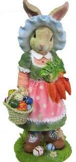 Фигура садовая ЗАЙЧИХА С КОРЗИНКОЙ H-53см