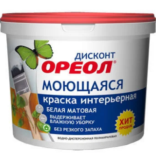 Краска "Ореол"интерьерная моющ.водоэмульсионная,матов.Дисконт 3к