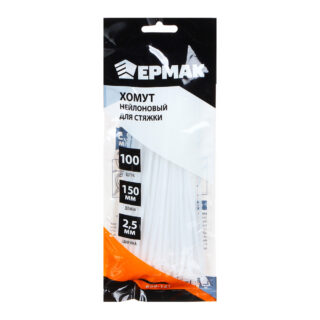 FALCO/ЕРМАК/3-ON Хомут нейлоновый 2,5х150мм, белый,100шт/уп