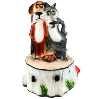 Фигура садовая ВОЛК с СОБАКОЙ на ПНЕ/гипс/