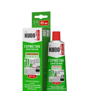 Герметик КУДО силиконовый санитарный прозрачный, в тюбике 85мл