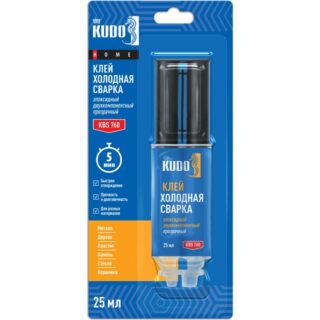 Клей эпоксидный двухкомпанентный прозрачный КУДО HOME, 25 мл