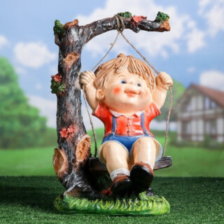 Фигура садовая МАЛЬЧИК НА КАЧЕЛЯХ Н-57см