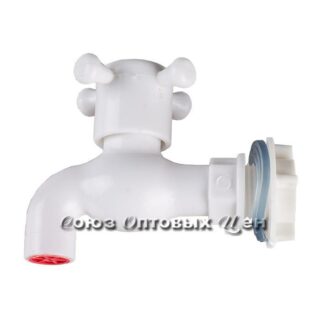 Кран водоразборный, кор излив, пластик, 1/2"гайка+прокладка