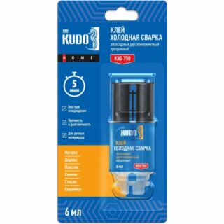 Клей эпоксидный двухкомпанентный прозрачный КУДО HOME, 6 мл