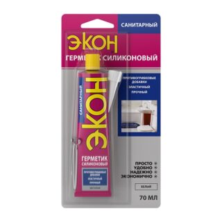 Герметик Силиконовый Универсальный ЭКОН (белый), 70 мл