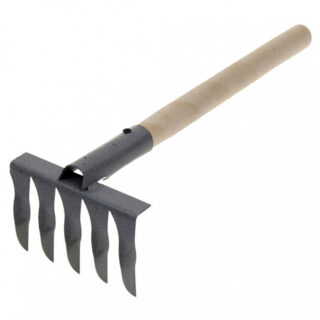 Грабли 5-ти зубые, витые с деревянным черенком