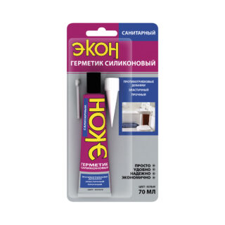 Герметик Силиконовый Санитарный ЭКОН (белый), 70 мл