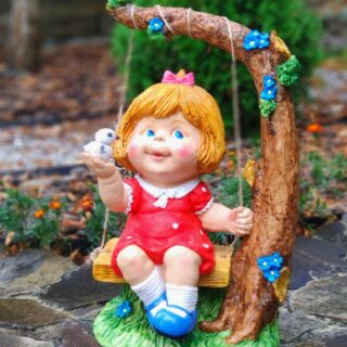 Фигура садовая ДЕВОЧКА НА КАЧЕЛЯХ Н-57см