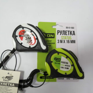 3-ON/FALCO Рулетка карманная STATUS автостоп (3м х 16мм)