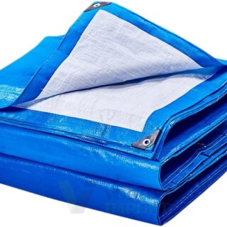 Тент плотный 4*6 бело-синий, 100 гр./кв м. (погрешность 10%)