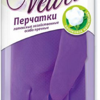 GRIFON Перчатки латексные Velvet с хлопковым напылением, Лаванда