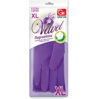 GRIFON+VETTA Перчатки латексные Velvet с хлопковым напылением, Л